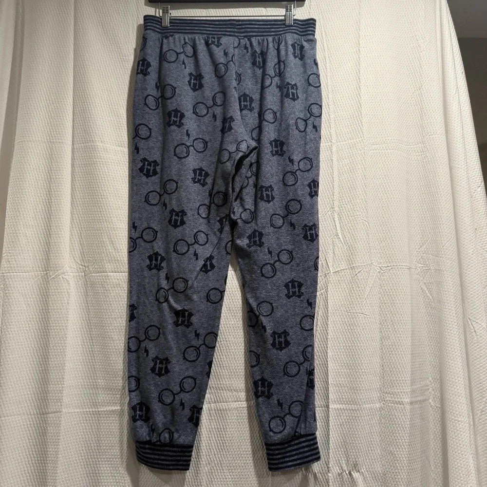 Harry Potter Unisex M Navy Blue Fleece Pajama Pants Graphic Print Drawstring
